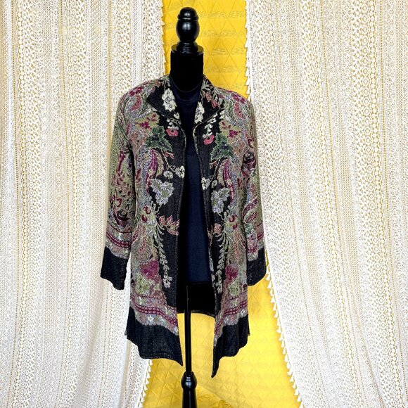 Anii by Natural Floral Tapestry Whimsigoth Open Front Long Cardigan Size S - Picture 5 of 16